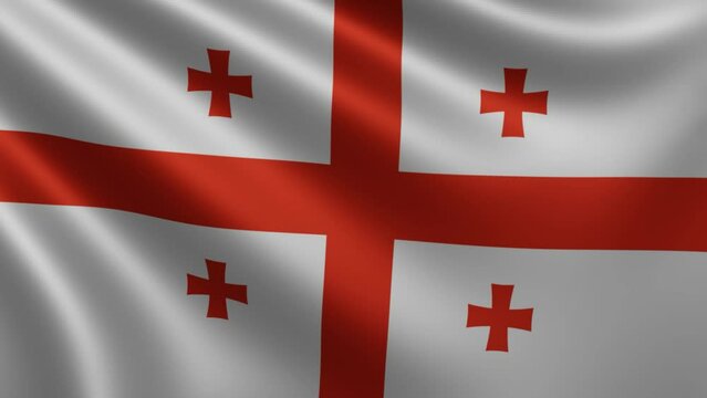  Georgian flag waving in the wind close-up, Georgian national flag waving in 3d, Georgian flag in 4k resolution, Georgian flag waving in large 3d. High quality 4k footage