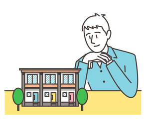 Apartment and landlord. Concept of real estate investment and real estate management【Vector illustration】