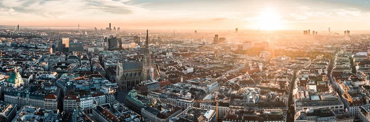 Fototapete Wien Aerial Drone Photo - Sunrise over St. Stephens Cathedral.  Vienna, Austria