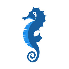 Flat sea horse logo icon vector 