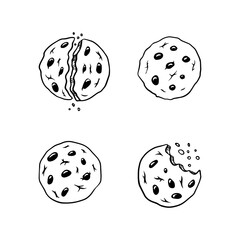 Hand drawn cookies collection. Sweet pastry isolated on white background. Vector illustration.