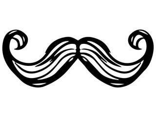 Fototapeta premium Hand drawn curled mustache. Men mustache on a white