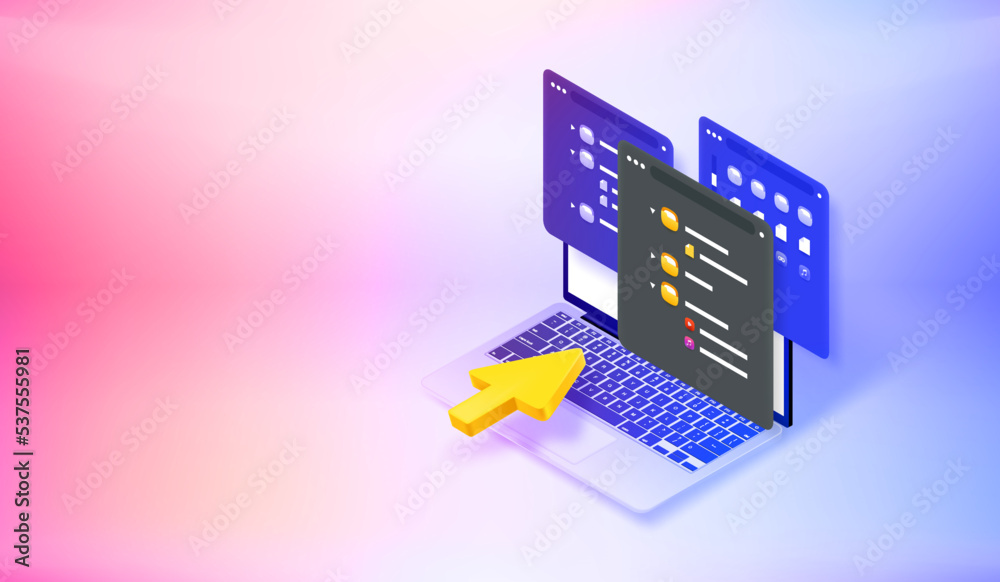 Poster searching information шт internet. 3d vector banner with copy space