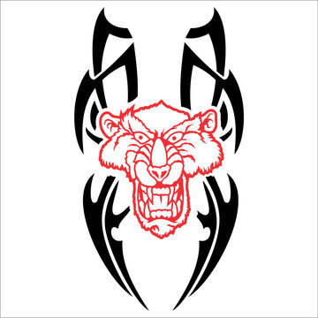 tribal vector decorated with cartoon tiger head