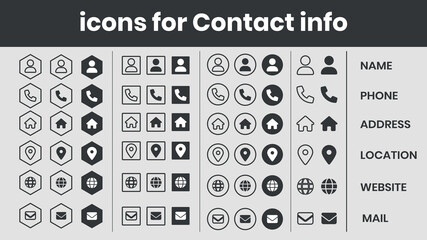 Icons Set For Contact Info 