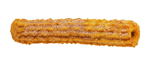 churros, fried sweet with granulated sugar, isolated white background, copyspace