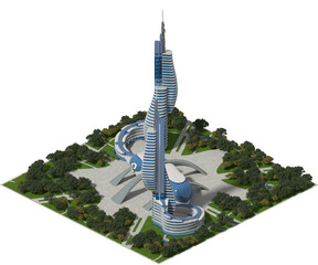 3D Futuristic City Game Architecture
