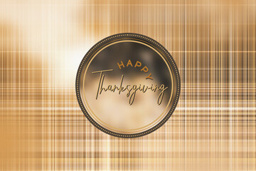 Brown and tan lines for Happy Thanksgiving text, holiday graphic element in fall season.