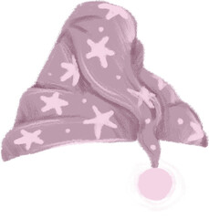 Fantasy hand drawn textured sleeping hat isolated on transparent background