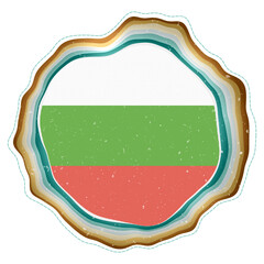 Bulgaria flag in frame. Badge of the country. Layered circular sign around Bulgaria flag. Powerful vector illustration.