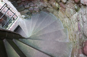 Spiral stairs in Tantallon Castle, North Berwick, North Lothian, Scotland