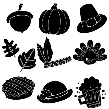 Thanksgiving Day Black Icons