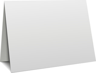 Folded card white mockup. Realistic blank table calendar sheet