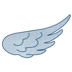 Colorful textured angel wing doodle with stroke isolated on transparent background