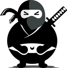black and white ninja fat ninja cartoon character ninja