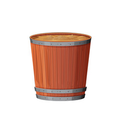 Plywood bucket or flower pot with metal plate,vector illustration