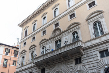 Fototapeta na wymiar The Facade of the Saving Bank in the Center of Rome