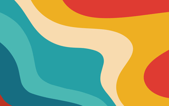 Abstract fluid background pattern in colorful shape design. Modern retro design style for poster, flyer, wallpaper and copy space