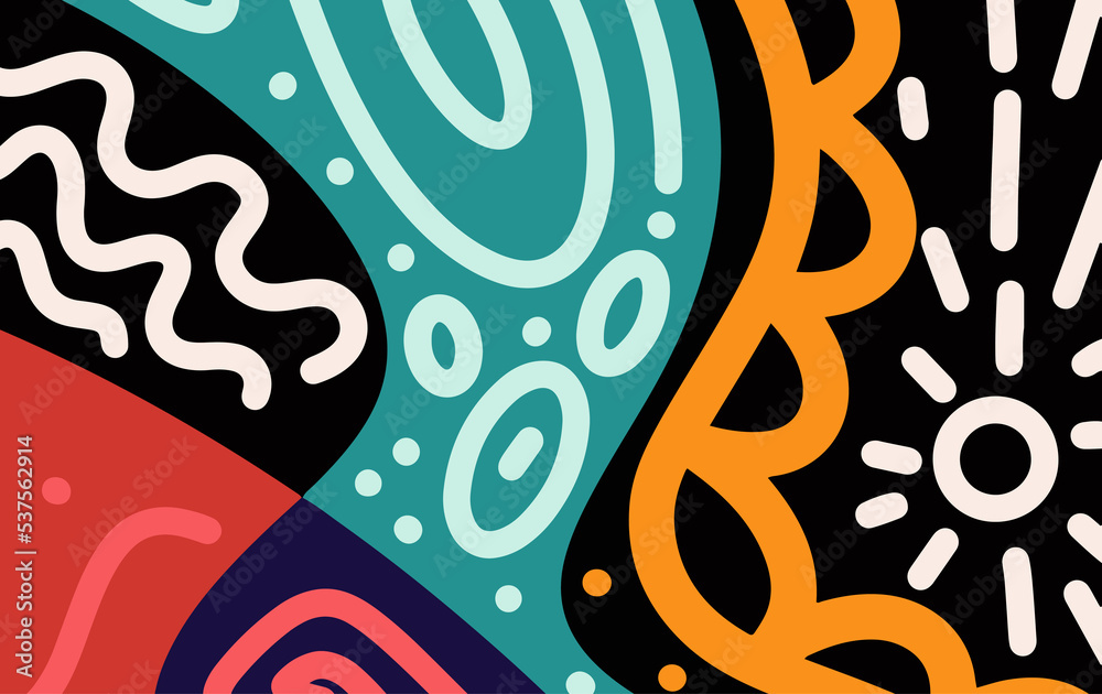 Aufkleber abstract trendy background design in ethnic style. retro modern illustration outline stroke pattern