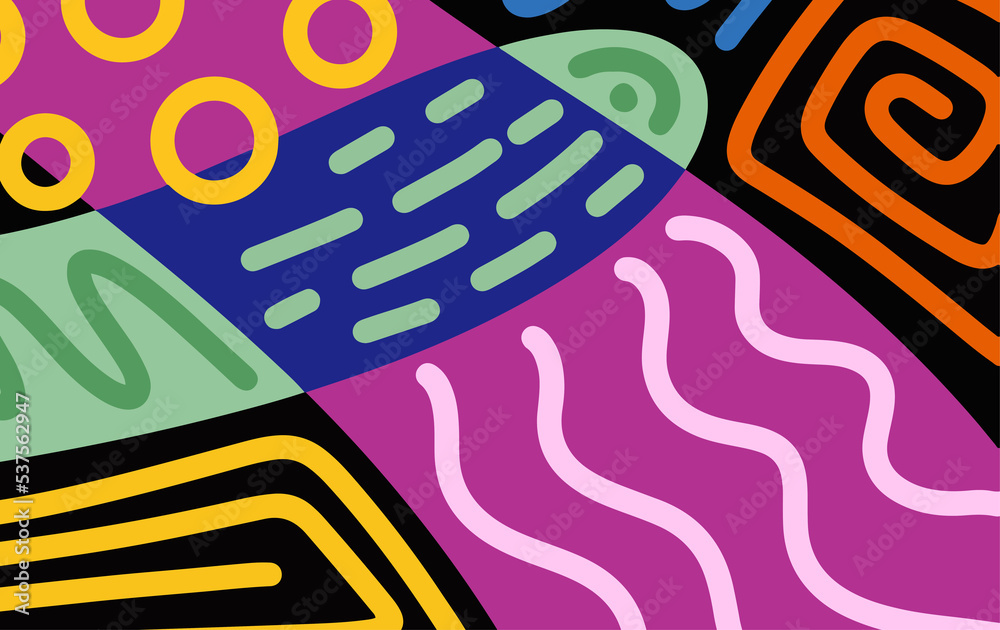 Poster Abstract trendy background design in ethnic style. Retro modern illustration outline stroke pattern