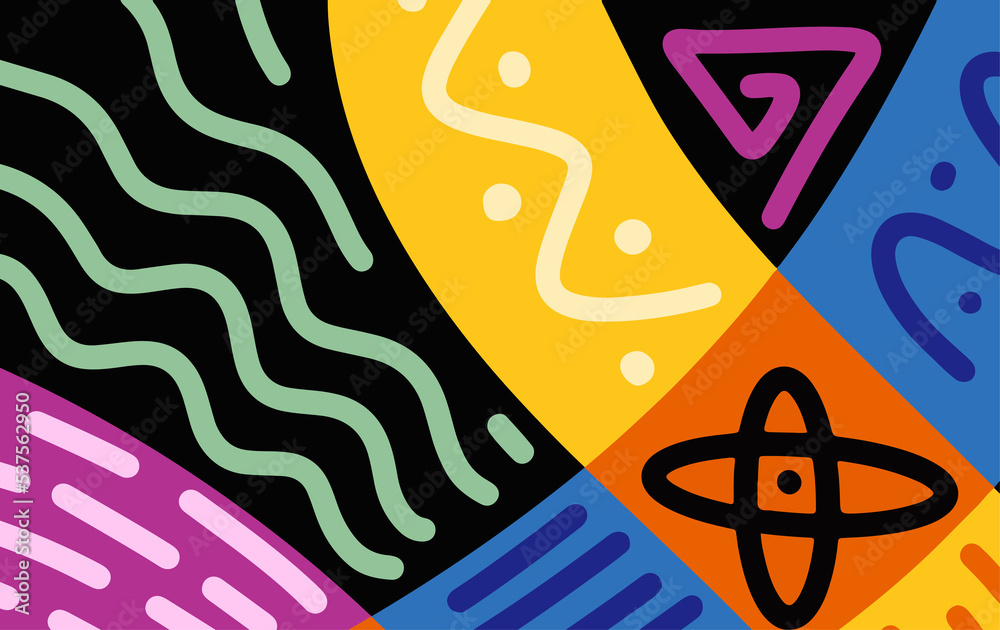 Aufkleber abstract trendy background design in ethnic style. retro modern illustration outline stroke pattern