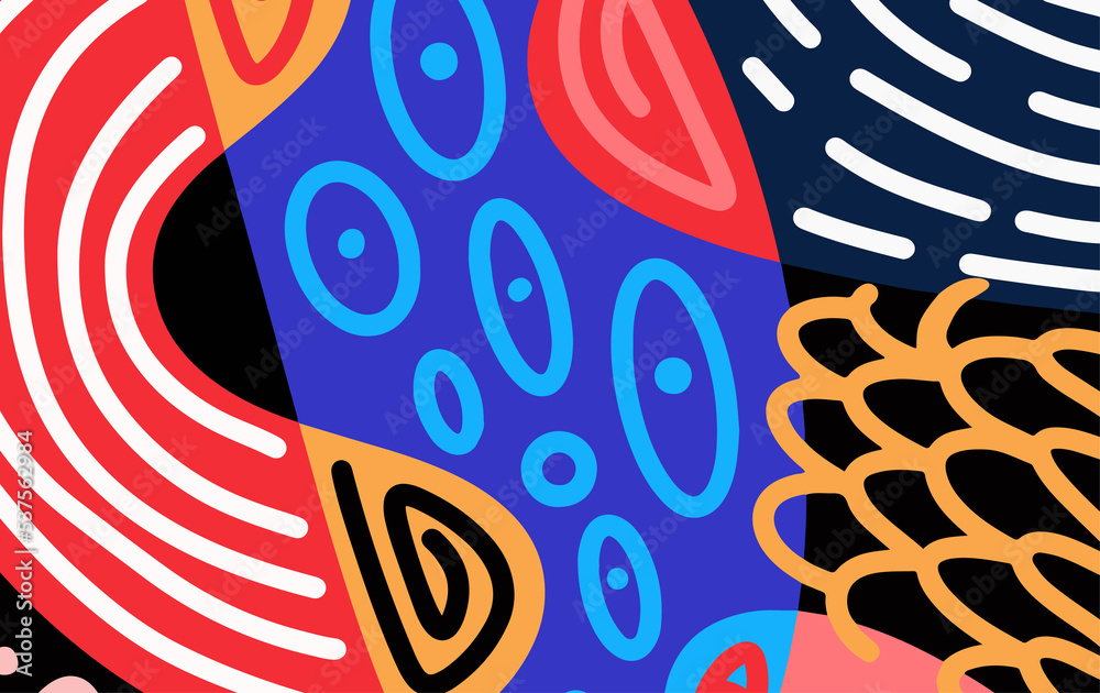 Aufkleber abstract trendy background design in ethnic style. retro modern illustration outline stroke pattern
