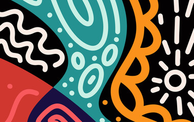 Fototapeta premium Abstract trendy background design in ethnic style. Retro modern illustration outline stroke pattern