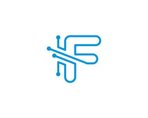 Digital Technology Letter F Logo Vector 001
