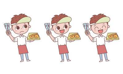 パン屋の男性定員　表情バージョン