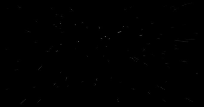 First person view or camera view in a snow storm or blizzard against wind. 3d render with black background.