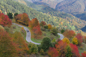 Elevated view of road through the mountains, Ligurian Alps, Italy
