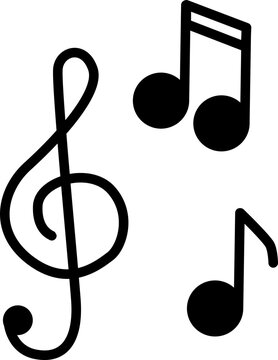 Music icon treble clef and notes protractor vector. simple glyph.