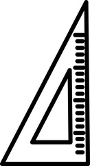 Triangular ruler icon. Black contour linear silhouette. Side view. Vector simple flat graphic illustration. Isolated object on a white background.