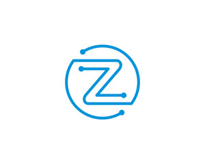 Circle Digital Technology Letter Z Logo Icon 001