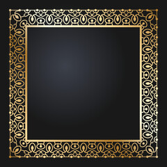 Elegant square golden frame. Festive design. Gold border. Frames vector.