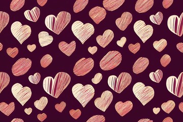 Cute hand drawn hearts seamless pattern with hearts, lovely romantic background, great for Valentine's Day, Mother's Day, background, textiles, wallpapers, banners - pattern design