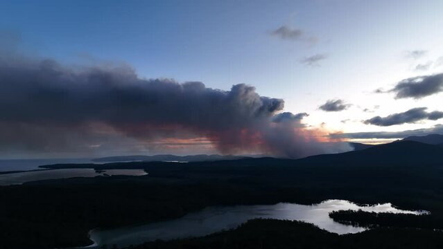 bush fire on the outback in australia