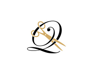 Letter Q with scissor logo Vector 001