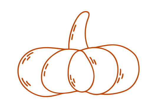 recommend clip art: Vector outline cute black and white pumpkin. Autumn vegetable. Funny veggie harvest line illustration.