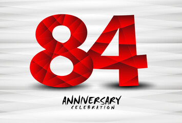 84 Year Anniversary Celebration Logo red polygon vector, 84 Number Design, 84th Birthday Logo, Logotype Number, Vector Anniversary For Celebration, Invitation Card, And Greeting Card