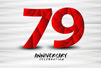 79 Year Anniversary Celebration Logo red polygon vector, 79 Number Design, 79th Birthday Logo, Logotype Number, Vector Anniversary For Celebration, Invitation Card, And Greeting Card