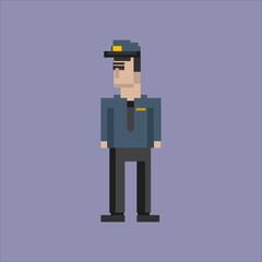 pixel art illustration draw artwork bit design character icon symbol person profession of police security officer