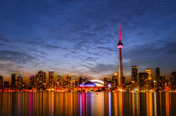 Toronto city skyline at night, Canada