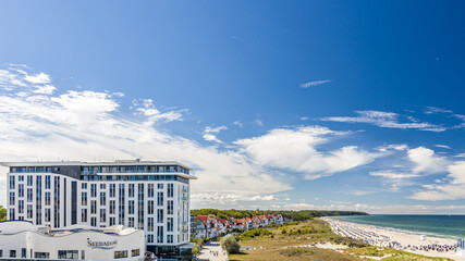 Panorama vom Strand von Rostock Warnemünde