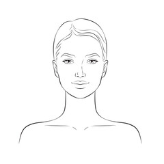 Face of a young beautiful woman, vector illustration