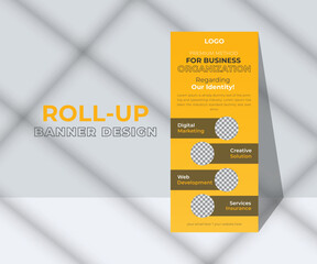 Presentation and Brochure, Standee Design. Banner Template, Creative Vector roll up banner design, Business Roll Up, Modern abstract brochure background.