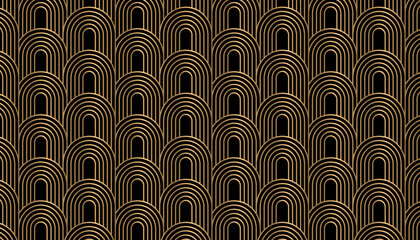 Gold Art deco pattern background. Geometric decorative texture. Luxury vintage concept.