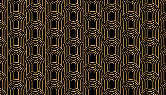 Gold Art deco pattern background. Geometric decorative texture. Luxury vintage concept.