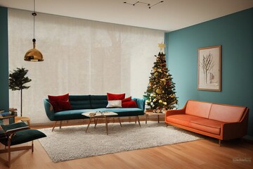 living room interior at christmas