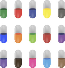 big colored set different types of pills